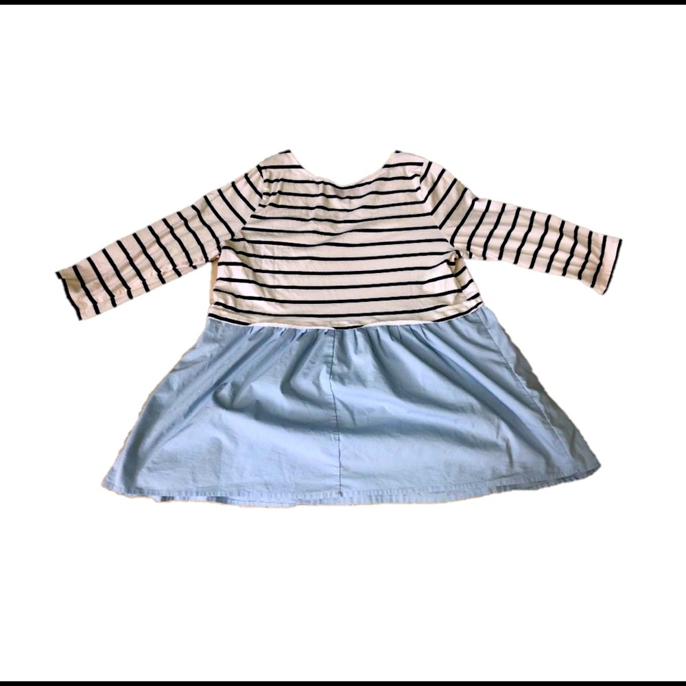 Motherhood Maternity Chic Layered Look Peplum Blue&White Stripe Long Sleeved Top - Picture 2 of 6
